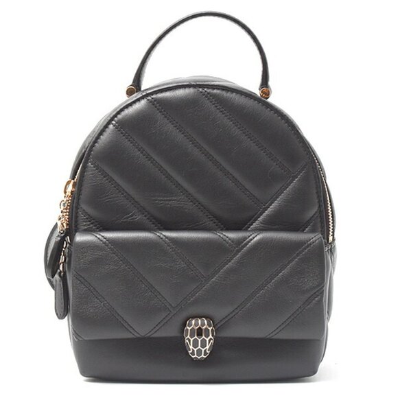 BVLGARI Handbags - BVLGARI Black Leather Backpack